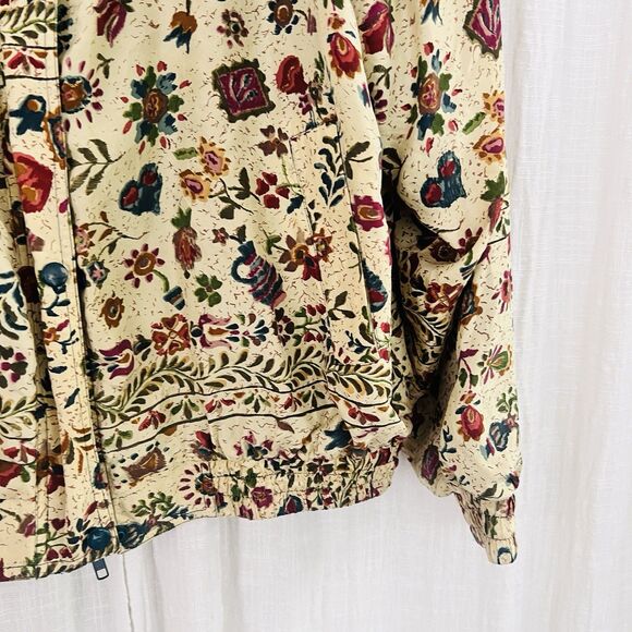 Vintage Detail Express 100% Silk* Floral Satin Lined Bomber Jacket. Size L. EUC - Picture 5 of 8